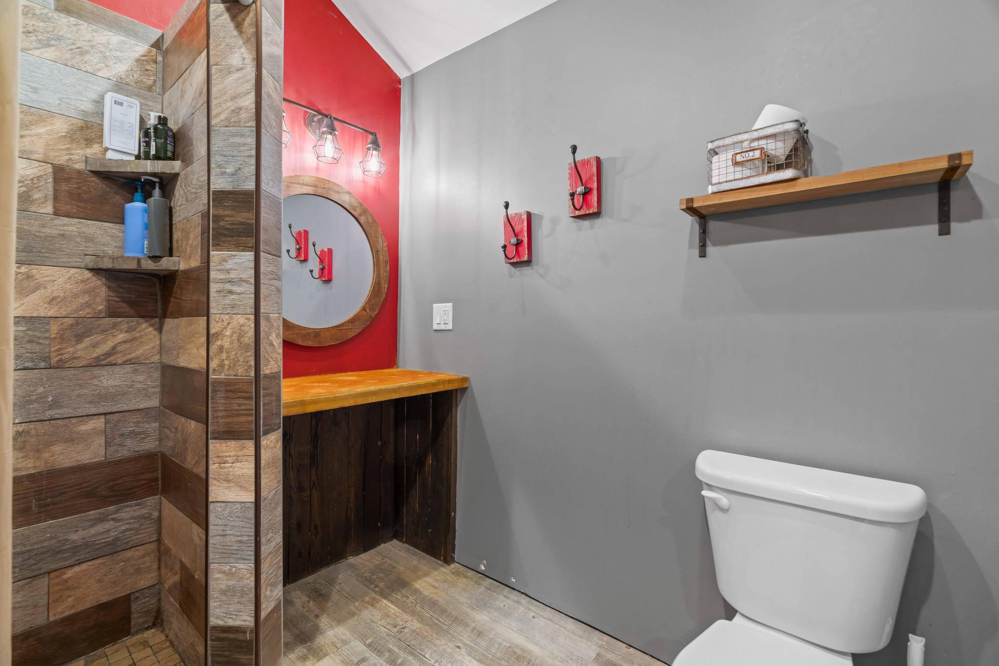 443 Halltown Road Portland, TN 37148 - Photo 31 of 49 a bathroom with a toilet and a shower curtain