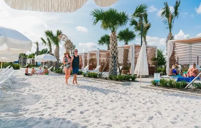 a view of a park with a street