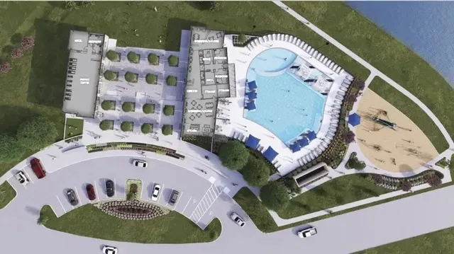 an aerial view of a house having outdoor space