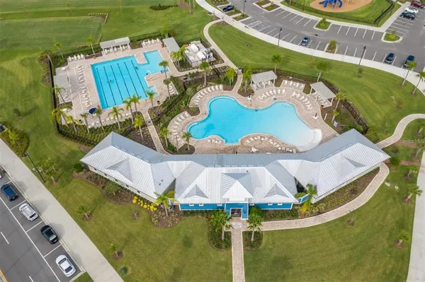 a view of swimming pool with a garden