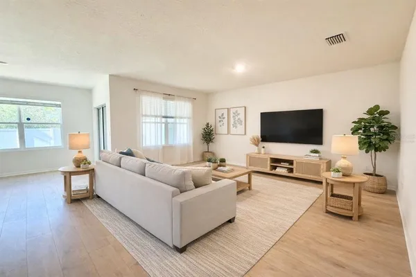 a living room with furniture and a flat screen tv