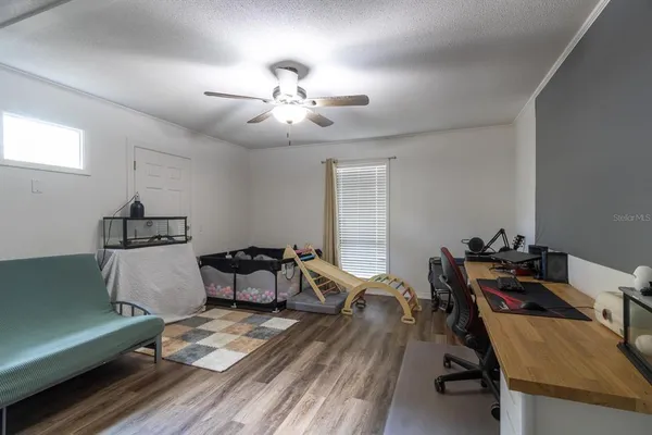 a workspace with furniture