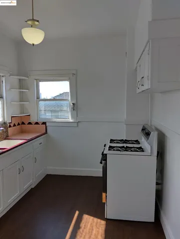 a storage room with a stove