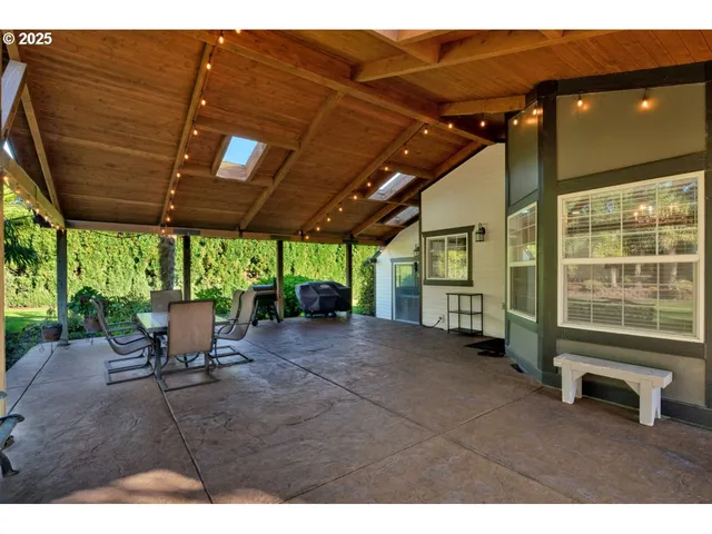 a view of a park with plants and trees