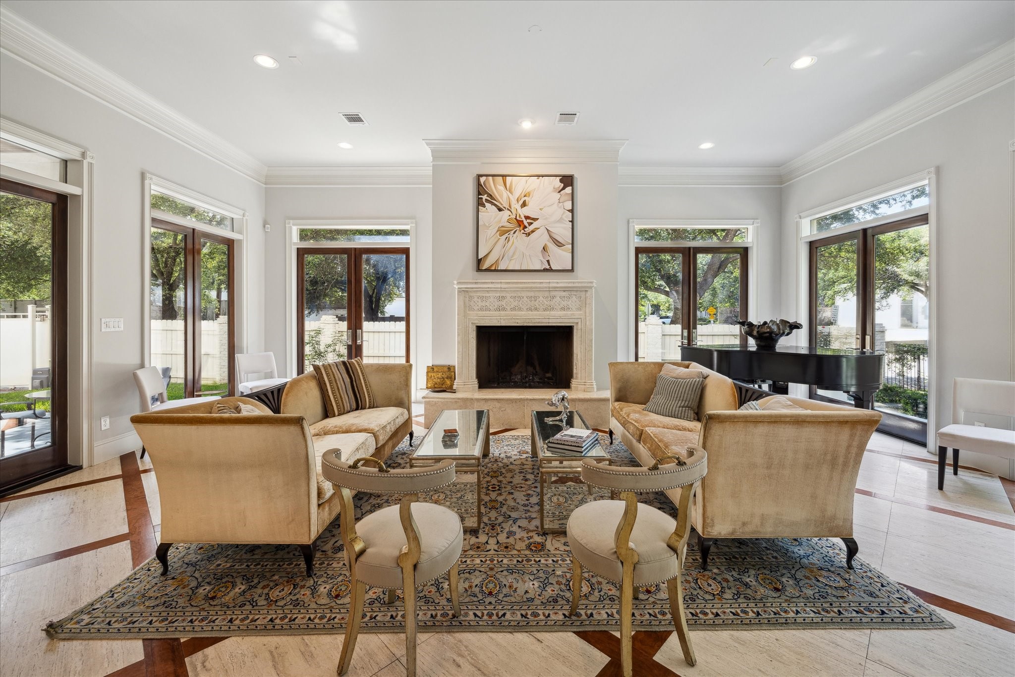 2247 Bartlett Street Houston, TX 77098 - Photo 5 of 50 LIVING ROOM with full length glass doors and windows with transom windows allowing for an abundance of natural light.