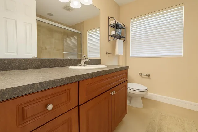a bathroom with a sink a mirror and a toilet