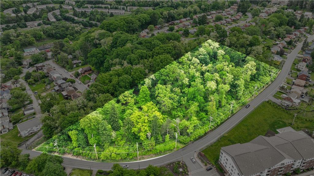 an aerial view of a garden