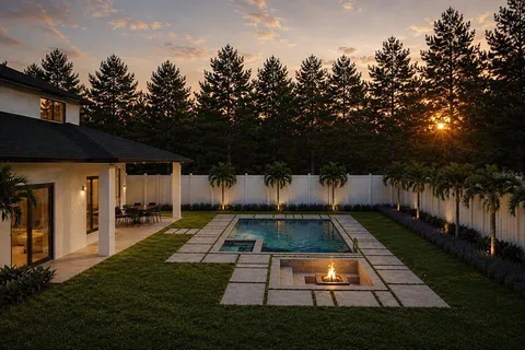 a view of a backyard