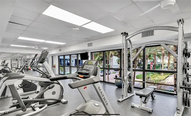 a view of a room with gym equipment