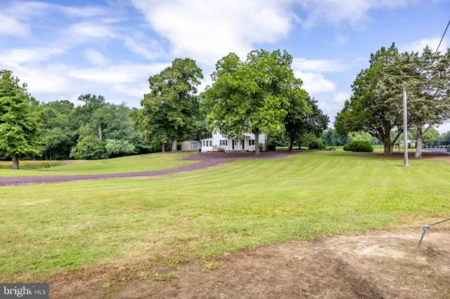 a view of a house with backyard and a tree