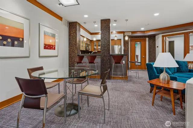 a view of a city with tall buildings