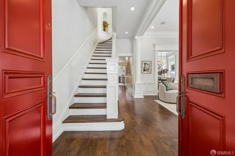 a view of a garage with wooden table
