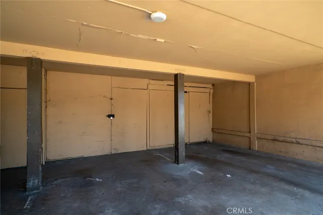 an empty room with closet