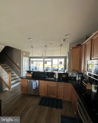 a kitchen with lots of counter top space