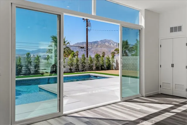 a view of a glass door