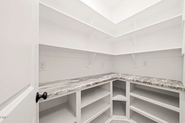 a view of an empty walk in closet