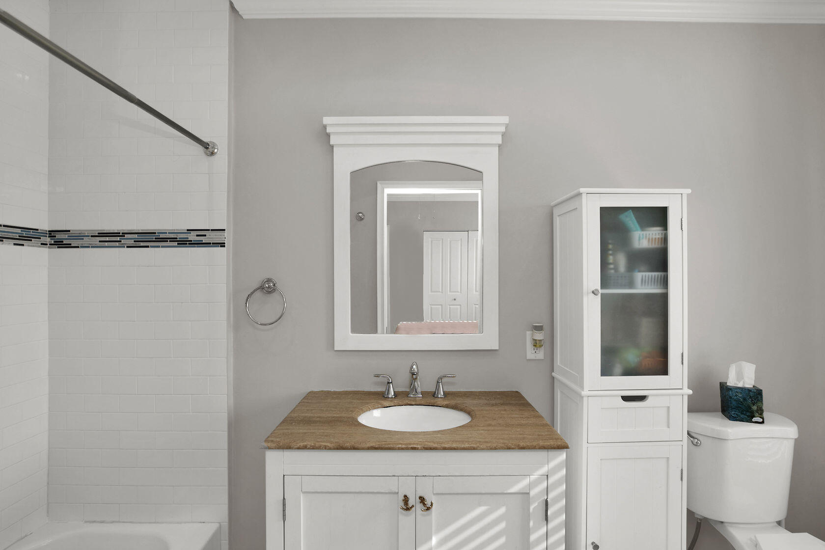 1632 Bogie Drive Big Pine Key, FL 33043 - Photo 26 of 47 a bathroom with a granite countertop sink and a mirror