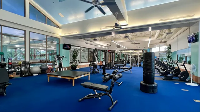 a view of a room with gym equipment