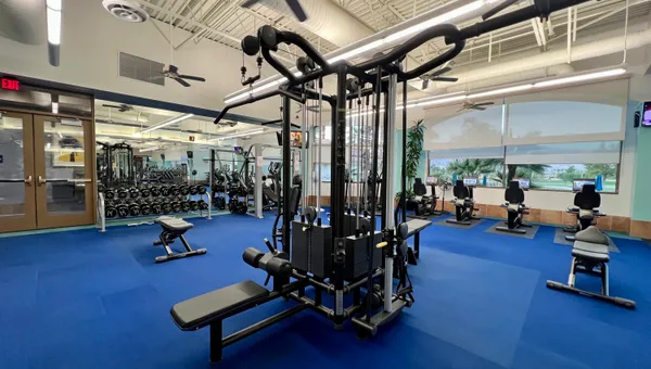a view of a room with gym equipment