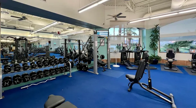 a view of a room with gym equipment