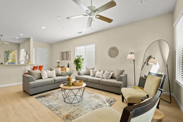 a living room with furniture