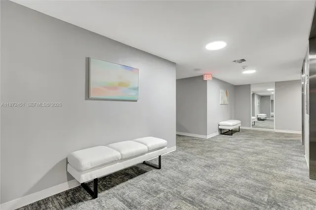 a living room with furniture and a rug