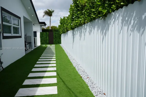a outdoor living space with furniture