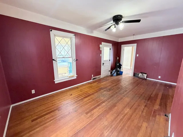 a view of a livingroom with a window