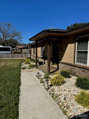 a view of a house with a patio