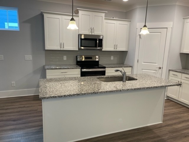 525 Black Tea Way Franklin, TN 37064 - Photo 23 of 51 a kitchen with granite countertop a sink and a stove top oven with wooden floor
