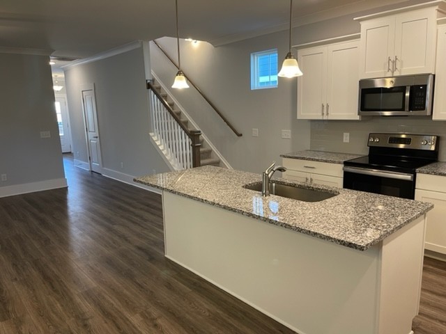 525 Black Tea Way Franklin, TN 37064 - Photo 27 of 51 a kitchen with stainless steel appliances granite countertop a sink a stove and a wooden floors