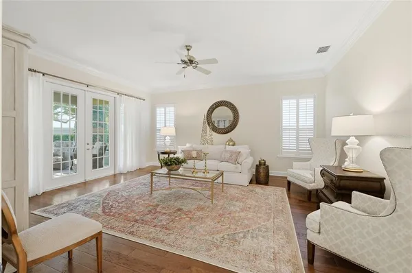a living room with furniture