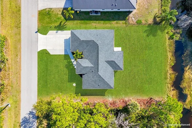 an aerial view of a house
