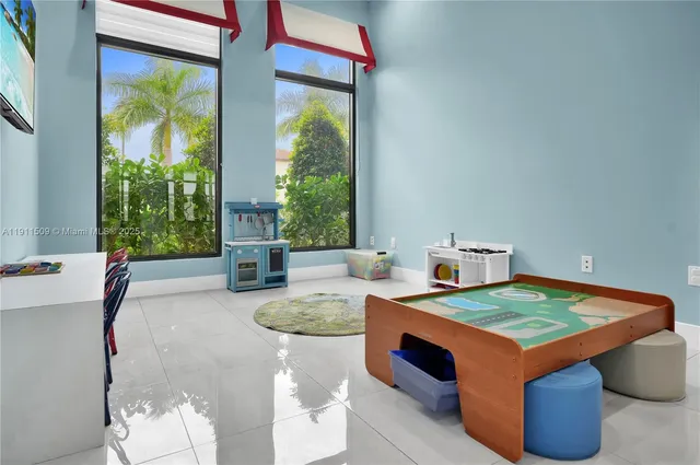 a bed room with a bed and a table