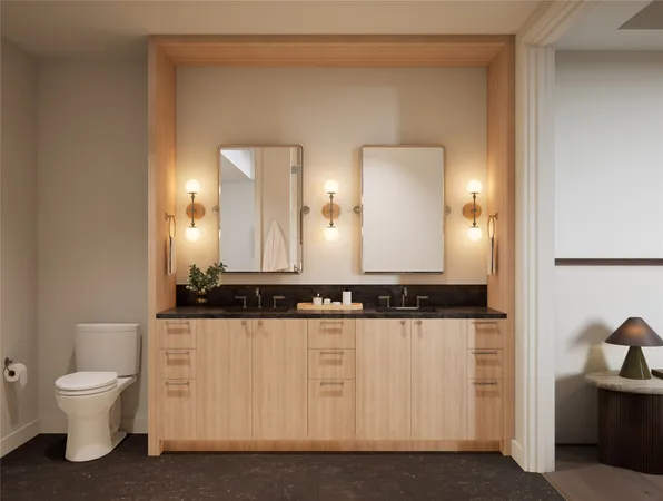 a bathroom with a toilet a sink and mirror