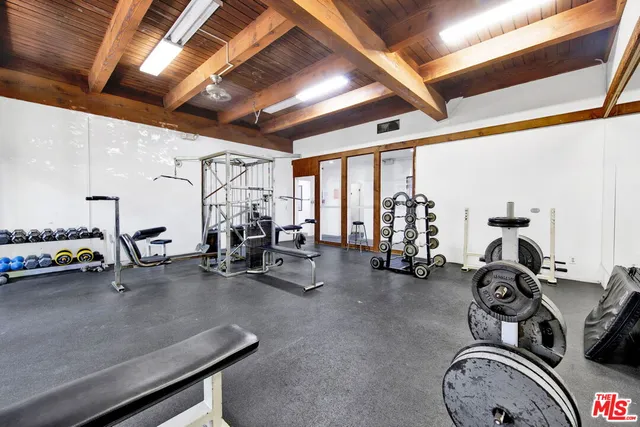 a view of a room with gym equipment