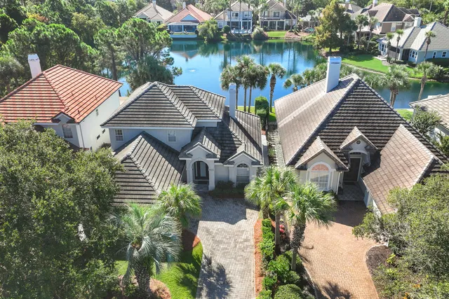 an aerial view of a house