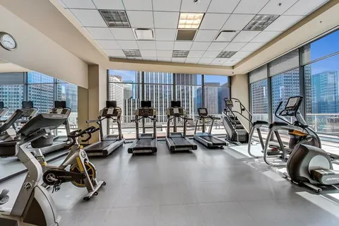 a view of a room with gym equipment