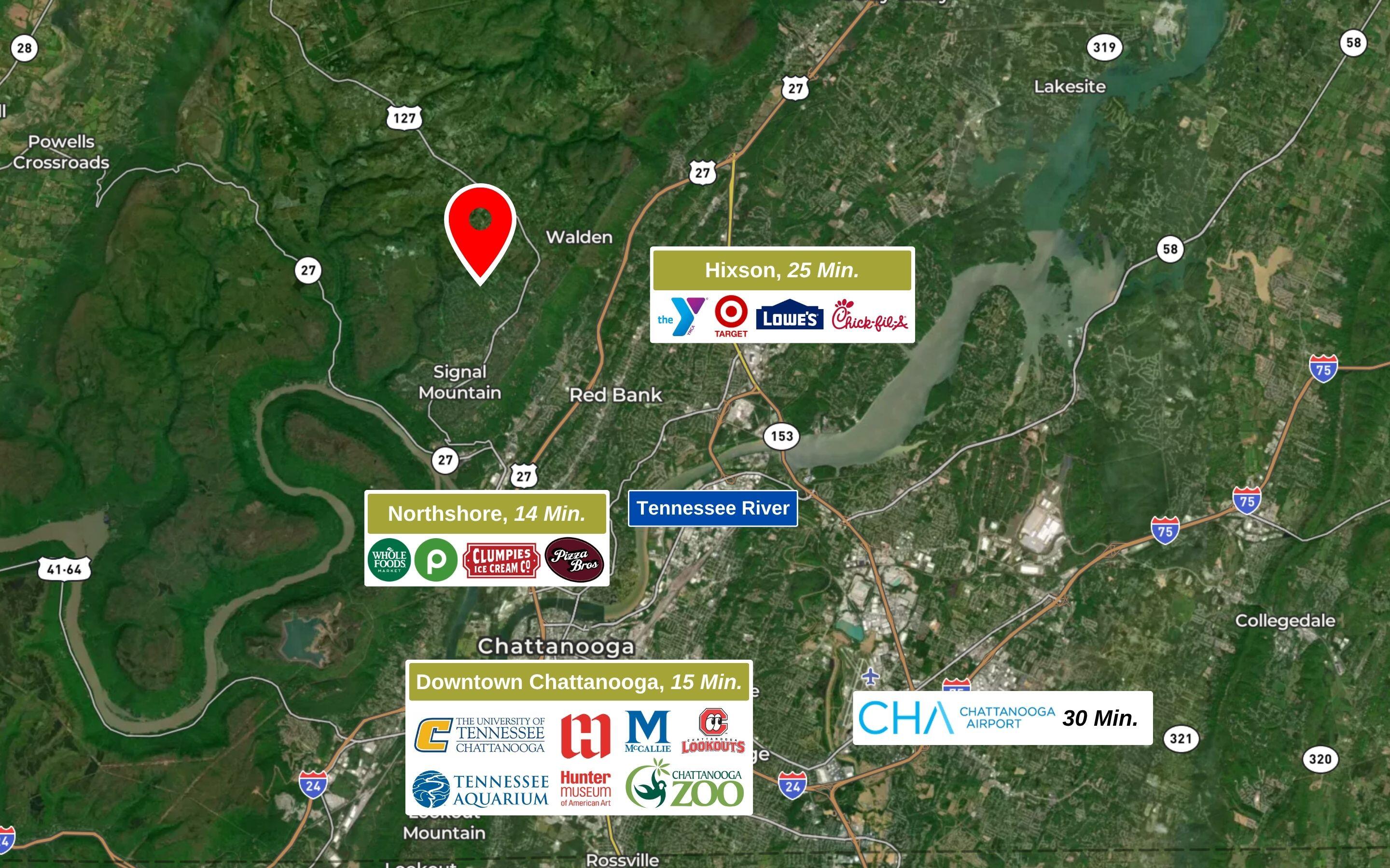 609 Albert Road Signal Mountain, TN 37377 - Photo 42 of 43 Chattanooga Area Map