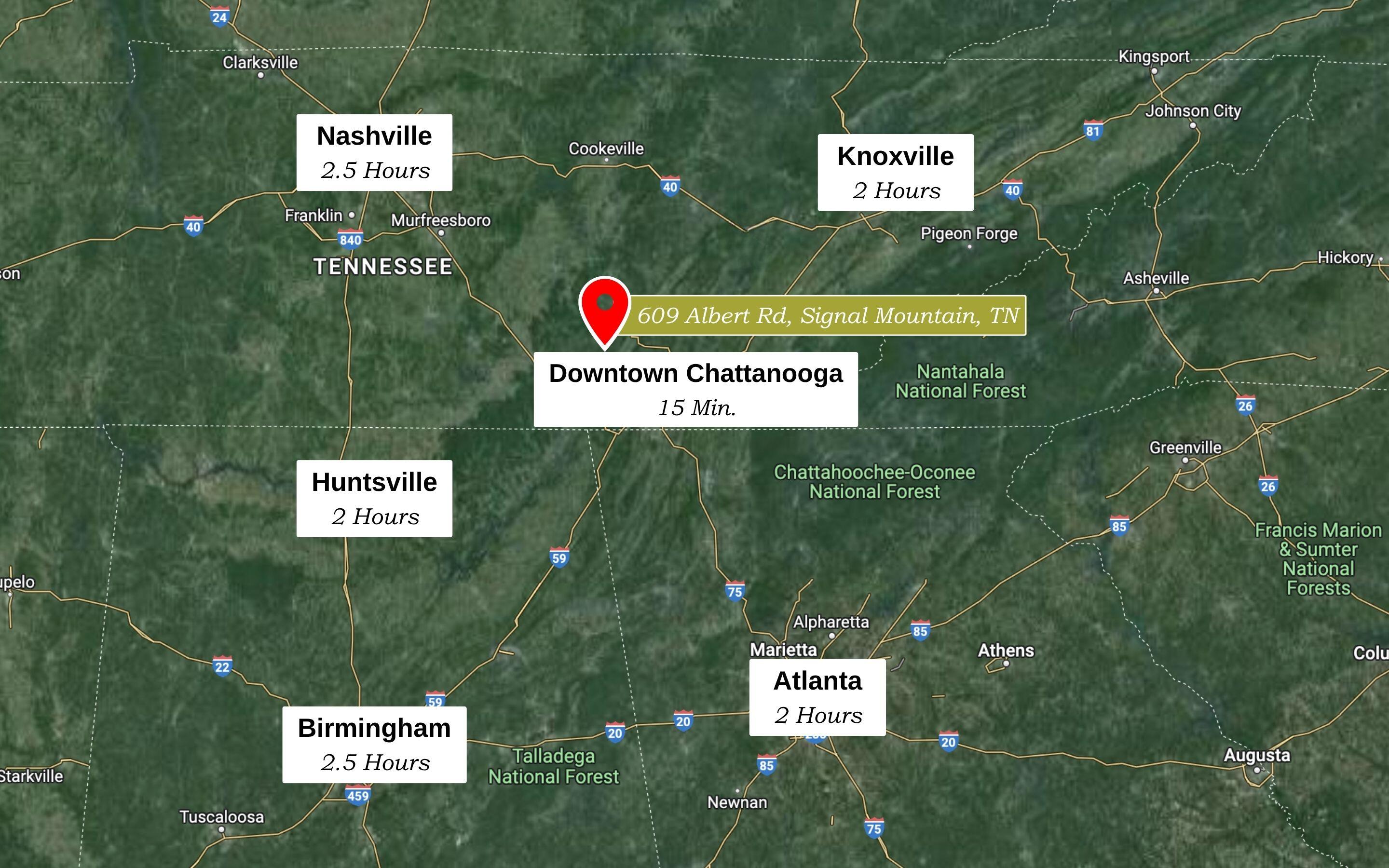 609 Albert Road Signal Mountain, TN 37377 - Photo 43 of 43 Southern Hubs Map