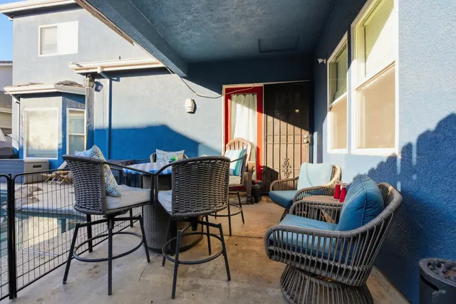 a outdoor living space with furniture