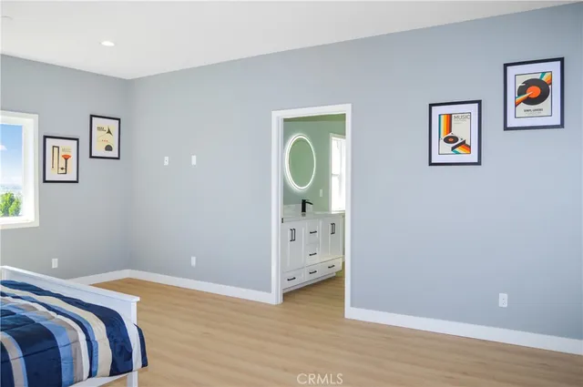 a view of a lake with a garden