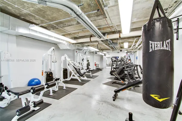 a view of a room with gym equipment