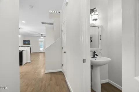 a view of entryway with wooden floor