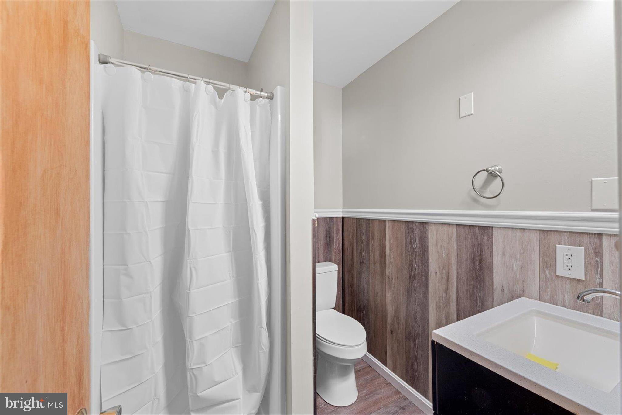 12468 Taylor Mill Road Laurel, DE 19956 - Photo 32 of 37 a bathroom with a sink a toilet a mirror and shower curtain