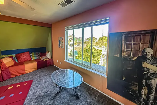 a view of a yard with an tree