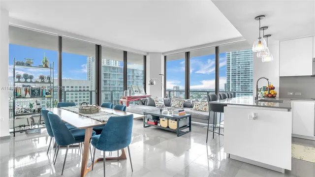 a kitchen with stainless steel appliances a stove a sink and a microwave