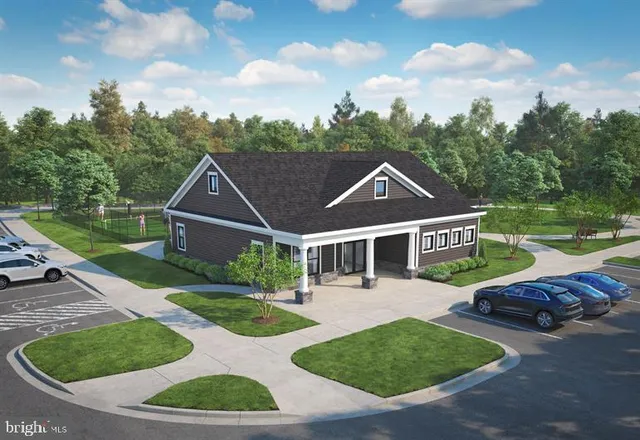 an aerial view of a house with garden