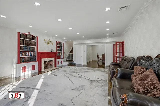 a view of livingroom with furniture and fireplace