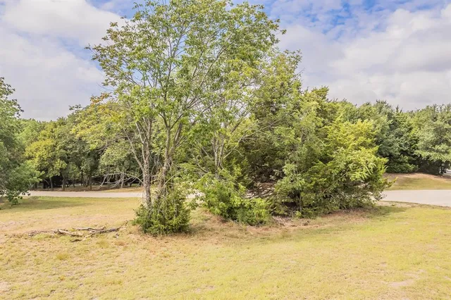 a view of building with outdoor space and trees in the background